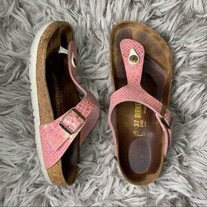 Birkenstock Gizeh Birko-Flor metallic pink sandal women’s shoe size 37 US 6 6.5